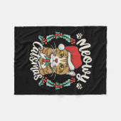 Niedlich Kitten Cat Weihnachtsmannmütze Meowy Catm Fleecedecke (Vorderseite (Horizontal))