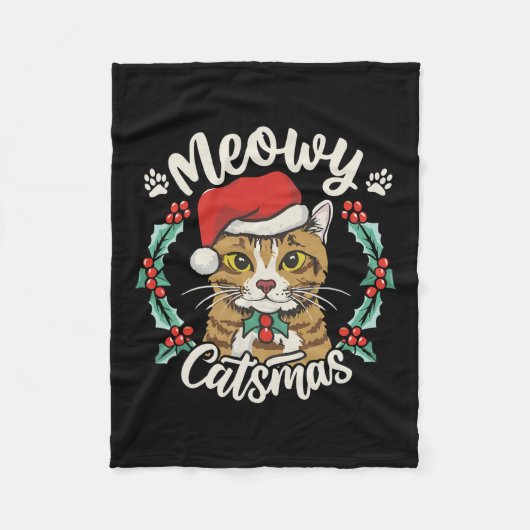 Niedlich Kitten Cat Weihnachtsmannmütze Meowy Catm Fleecedecke (Vorderseite)