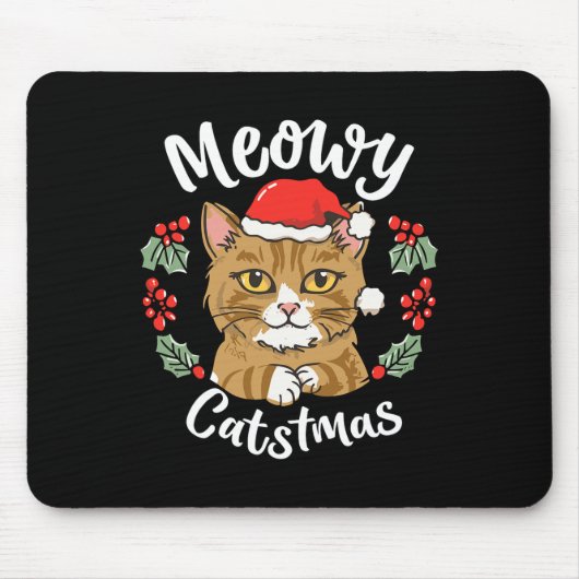 Niedlich Kitten Cat Weihnachtsmannmütze Meowy Catm Mousepad (Vorne)