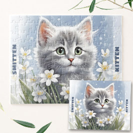 Niedlich Kitten Cat Winter Spring Blumenkohl Indiv Puzzle