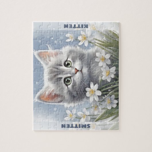 Niedlich Kitten Cat Winter Spring Blumenkohl Indiv Puzzle (Vertikal)