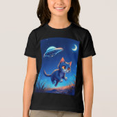 Niedlich Kitten Chased durch ein UFO Tri-Blend Shirt (Vorderseite)