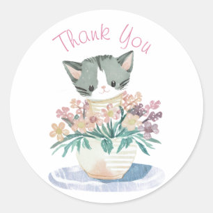 Niedlich Kitten Daughters Birthday Danke Runder Aufkleber