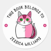 Niedlich Kitten Dieses Buch gehört Runder Aufkleber (Vorderseite)