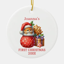 Niedlich Kitten Erste Weihnachten Keramik Ornament