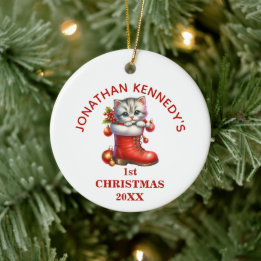Niedlich Kitten Erste Weihnachten Personalisiert Keramik Ornament