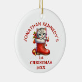 Niedlich Kitten Erste Weihnachten Personalisiert Keramik Ornament (Rechts)