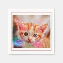 Niedlich Kitten Face Ginger Cat Serviette
