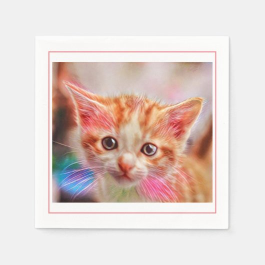 Niedlich Kitten Face Ginger Cat Serviette (Vorderseite)