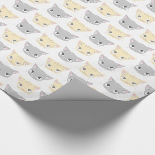 Niedlich Kitten Face Pattern Chat Lover Geschenkpapier (Ecke)