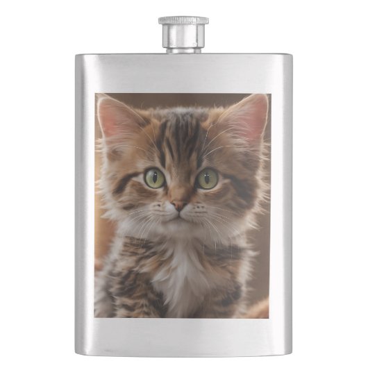 Niedlich Kitten Flachmann (Vorderseite)