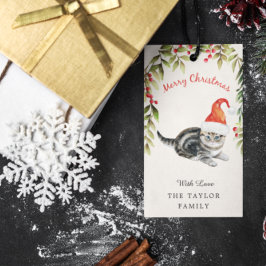 Niedlich Kitten Frohe Weihnachts-Weihnachtsmannmüt Geschenkanhänger