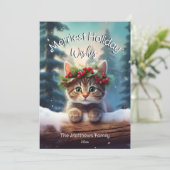 Niedlich Kitten Frostes Weihnachtsschneewald Feiertagskarte (Stehend Vorderseite)