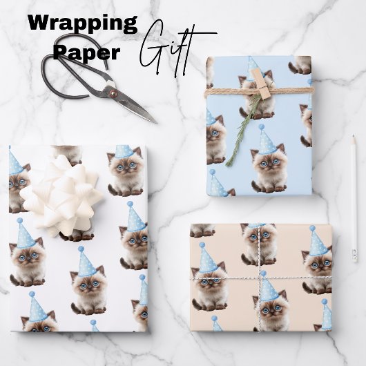 Niedlich Kitten Geburtstag Geschenkpapier Set