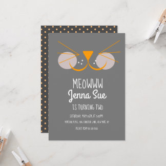 Niedlich Kitten Geburtstagsparty Gray Cat Einladun Einladung