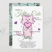 Niedlich Kitten Girl Babydusche Einladung (Vorne/Hinten)