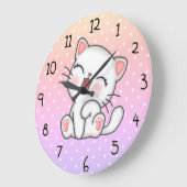 Niedlich Kitten Große Wanduhr (Winkel)
