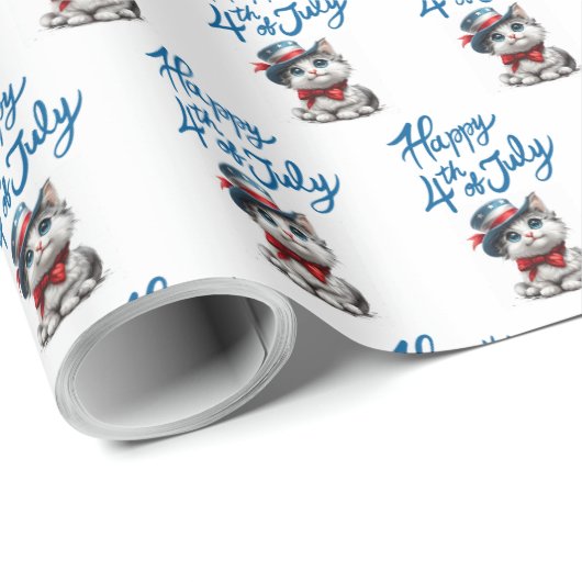 Niedlich Kitten Happy 4. Juli Geschenkpapier (Rolleneckpunkt)