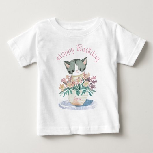 Niedlich Kitten | Happy Birthday Daughter Baby T-shirt (Vorderseite)