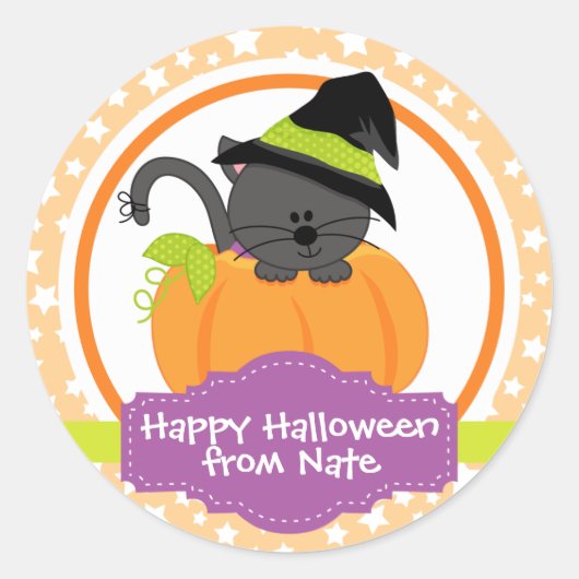 Niedlich Kitten Happy Halloween für Kinder Persona Runder Aufkleber (Vorderseite)