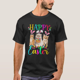 Niedlich Kitten Happy Osterfest Drei Katzen Sonnen T-Shirt