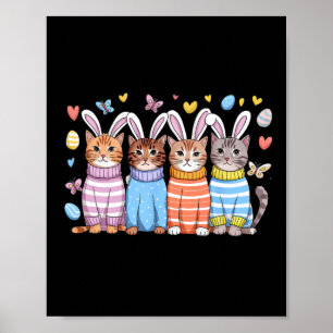Niedlich Kitten Happy Osterkatze Bunny Ears and Eg Poster