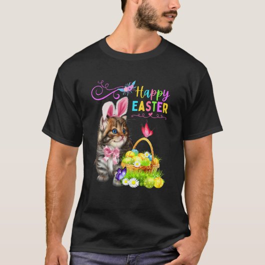 Niedlich Kitten Happy Osterkatze Bunny und Eier Ki T-Shirt (Vorderseite)