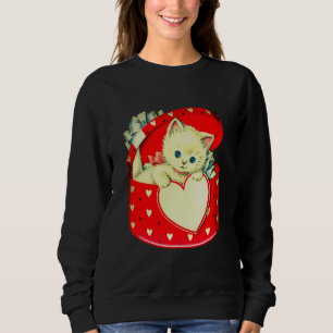 Niedlich Kitten Herz Vintag Katzenuntergang Retro  Sweatshirt