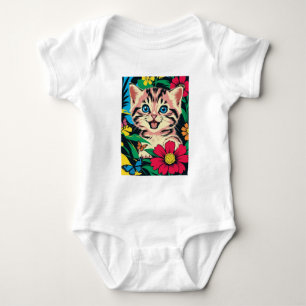 Niedlich Kitten im Pop Art Painting Style Baby Strampler