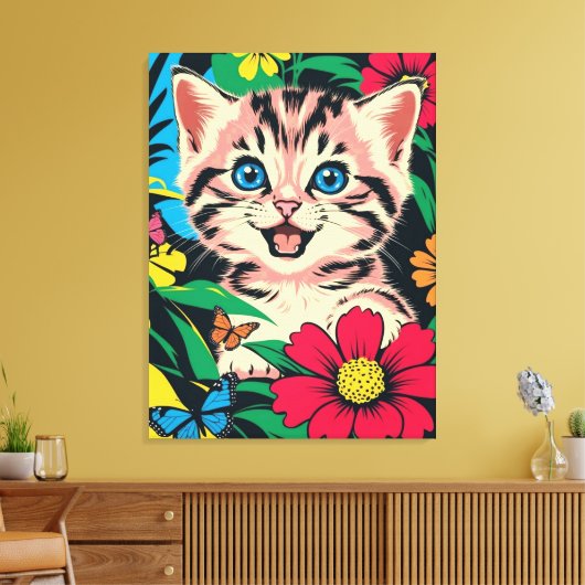 Niedlich Kitten im Pop Art Painting Style Leinwand (Insitu (Wohnzimmer))