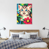 Niedlich Kitten im Pop Art Painting Style Leinwand (Insitu (Schlafzimmer))