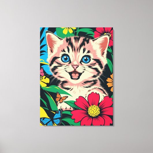 Niedlich Kitten im Pop Art Painting Style Leinwand (Vorderseite)
