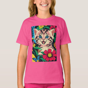 Niedlich Kitten im Pop Art Painting Style T - Shir T-Shirt