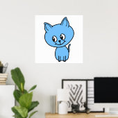 Niedlich Kitten, in Blau. Poster (Heimbüro)