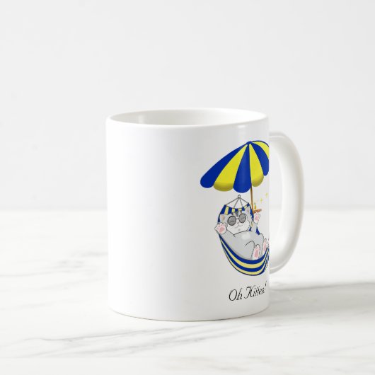 Niedlich Kitten in Blue & Yellow Hammock Kaffeetasse (VorderseiteRechts)