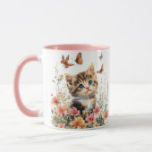 Niedlich Kitten in Blume - Adorable Cat Tasse (Links)