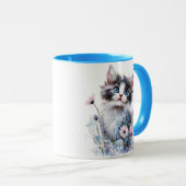 Niedlich Kitten in Blume Anstrich Tasse (VorderseiteRechts)