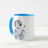 Niedlich Kitten in Blume Anstrich Tasse (Vorderseite Links)