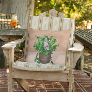 Niedlich Kitten in Catnip Antique Pot Kissen