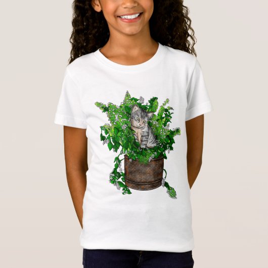 Niedlich Kitten in Catnip Pot T-Shirt (Vorderseite)