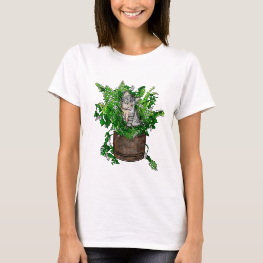 Niedlich Kitten in Catnip Pot T-Shirt (Vorderseite)