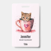 Niedlich Kitten in einem Teacup mit Herz Ausweis (Rückseite)