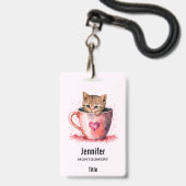 Niedlich Kitten in einem Teacup mit Herz Ausweis (Rückseite mit Lanyard)