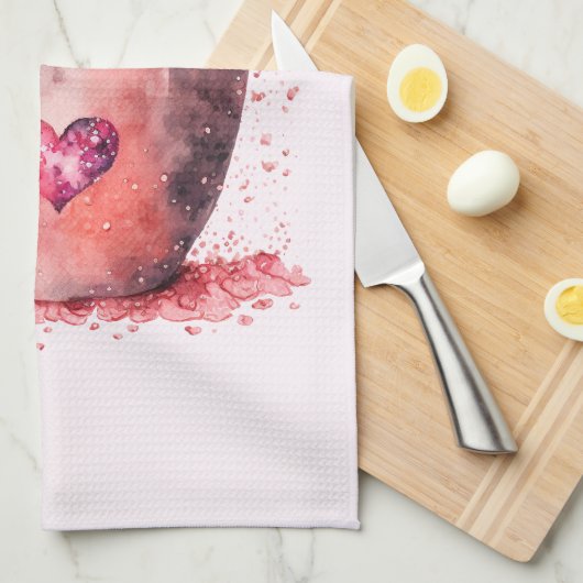 Niedlich Kitten in einem Teacup mit Herz Geschirrtuch (Viertel Falte)