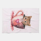 Niedlich Kitten in einem Teacup mit Herz Geschirrtuch (Horizontal)
