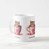 Niedlich Kitten in einem Teacup mit Herz Kaffeetasse (Vorderseite Links)