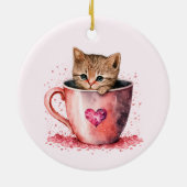 Niedlich Kitten in einem Teacup mit Herz Keramik Ornament (Hinten)