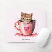 Niedlich Kitten in einem Teacup mit Herz Mousepad (Mit Mouse)