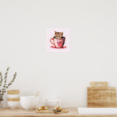 Niedlich Kitten in einem Teacup mit Herz Poster (Küche)