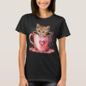 Niedlich Kitten in einem Teacup mit Herz T-Shirt (Vorderseite)